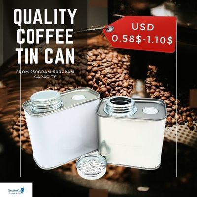 9Oz Metal Coffee Bean Tin กระป๋องชาสี่เหลี่ยมสนิม