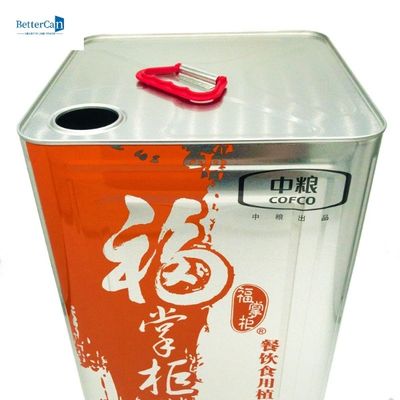 กระป๋องน้ำมันบริโภคโลหะเปล่า 15L ภาชนะดีบุกมะกอกพร้อมที่จับ