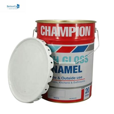 ถังสีโลหะสีขาว 20 ลิตร ถังหมึก 5 แกลลอน ด้วยวงแหวนล็อค